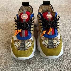 Versace Chain Reaction Sneakers – Red/White/Blue/Yellow – Size 11 US / 44 EU